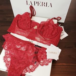 NWT La Perla Lace Red Bra 34C & Panty szS Sexy set